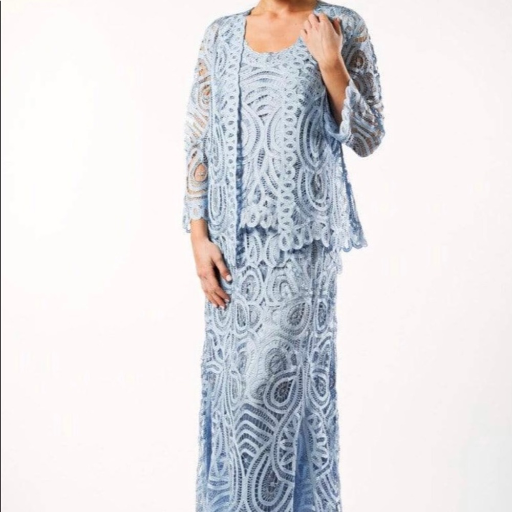 Soulmates blue three piece mother of the bride dress